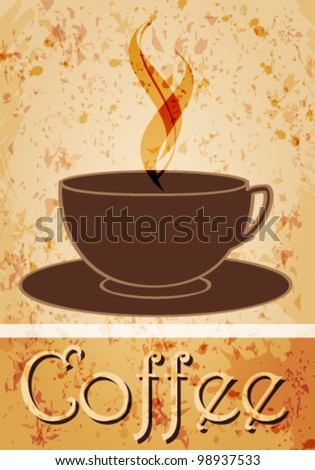 Vector modern, grunge cofee themed illustration