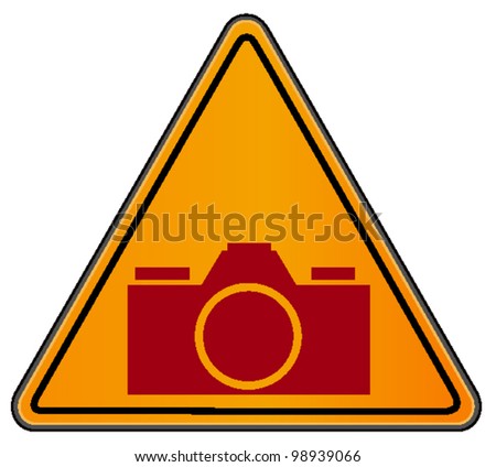 vector triangular road sign with camera