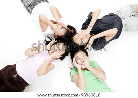 children playing on isolated background