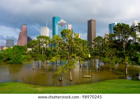 Flooded playground in Houston Texas