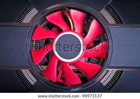 Powerful computer cooler with red fun Royalty-Free Stock Photo #98973137
