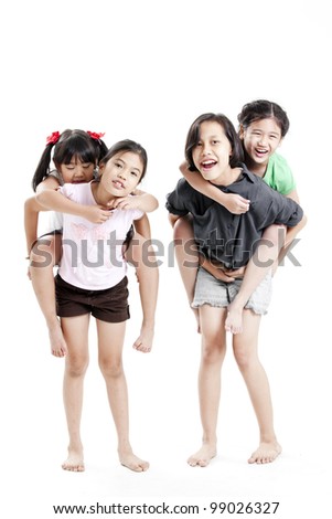 Group of little girl playing