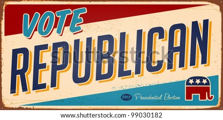 Vintage Vote Republican metal sign - Raster version.