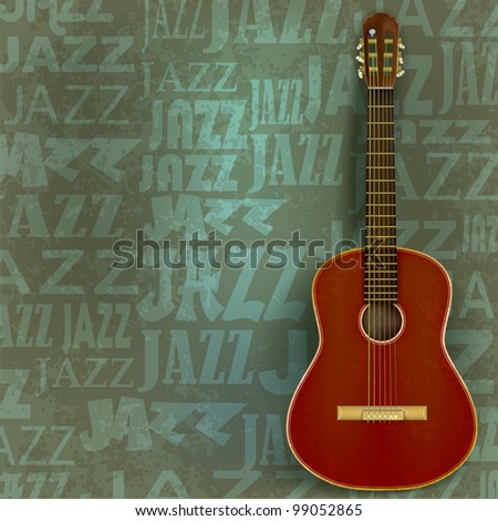 abstract green grunge background with classical guitar Royalty-Free Stock Photo #99052865