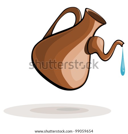 Clay jug and a drop of water