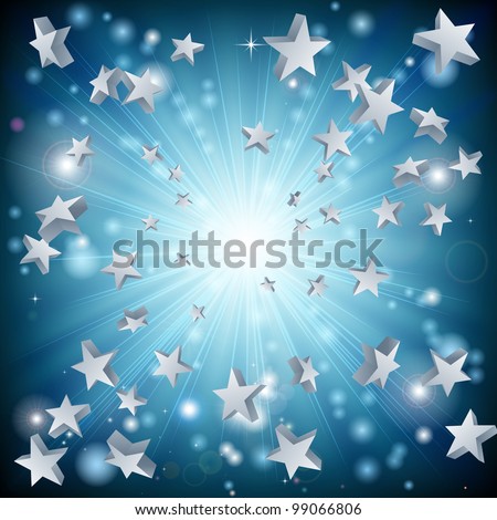 A background graphic design with a blue star explosion