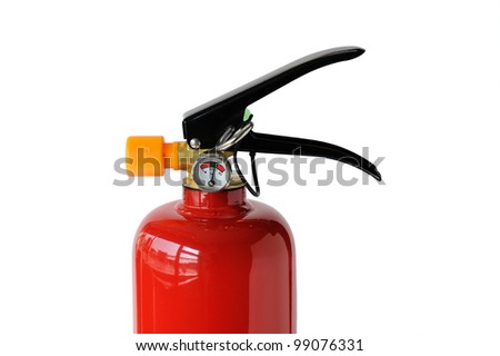 Fire extinguisher isolated on white background, selective focus.
