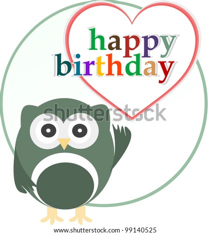 happy birthday party card with cute owl. vector