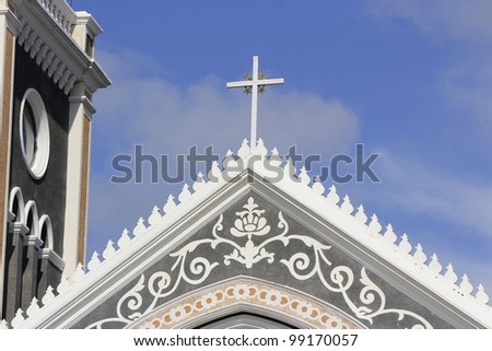  Old church with Maria statue in Thailand