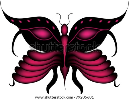 Clip Art Illustration of a butterfly design.