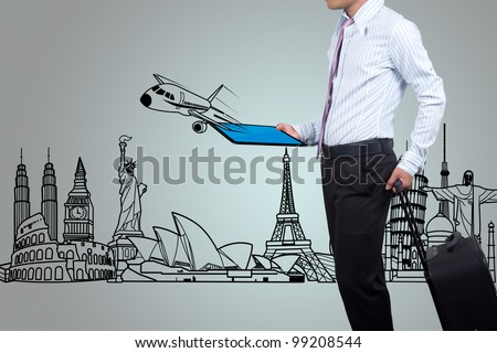 Business people to travel around the world. Royalty-Free Stock Photo #99208544