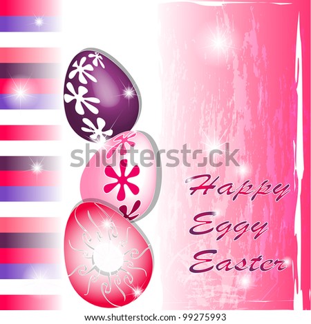 Happy Eggy Easter in pink and purple with stripes