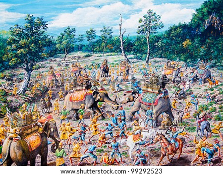Thai war by oil painting