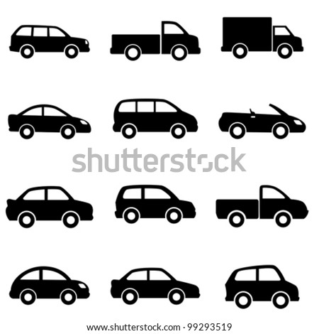 Cars and trucks in black