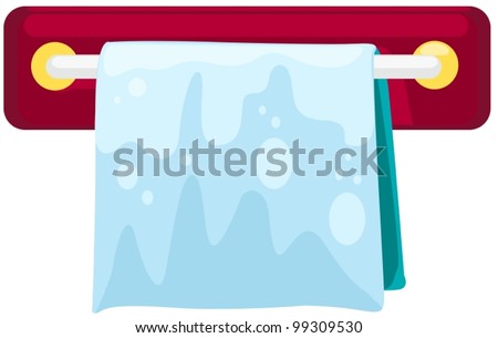 illustration of a towel on the  rack on white