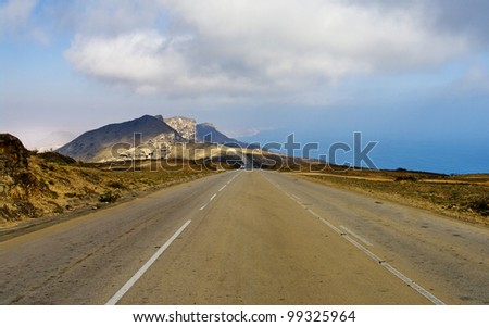 Road in Oman Desert. Middle East