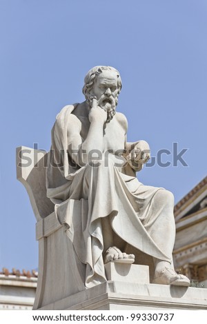 Socrates in front of the National Academy of Athens, Greece Royalty-Free Stock Photo #99330737