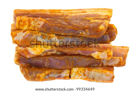 Picture of some slices of spiced raw pork