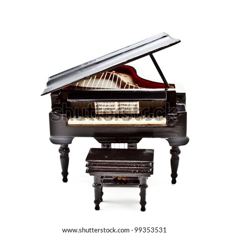 grand piano model on white background, the souvenir from Austria