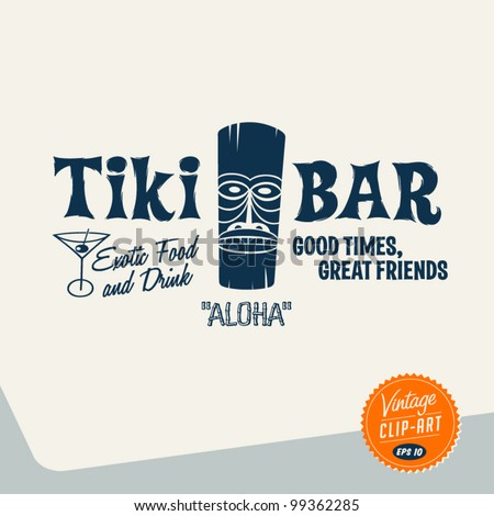 Vintage Clip Art - Tiki Bar - Vector EPS10.