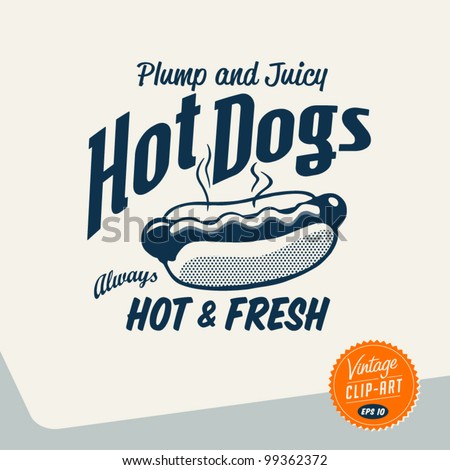 Vintage Clip Art - Hot Dog - Vector EPS10.