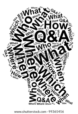 question and answer info text graphic and arrangement concept on white background