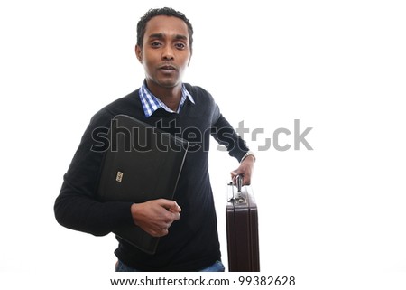 Black businessman and his suitcase