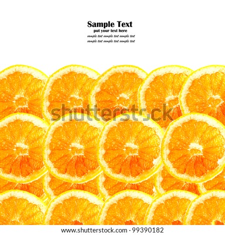 Sliced orange background isolated on white background