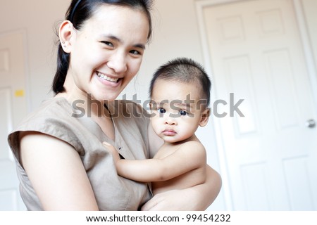 Asian mom and baby