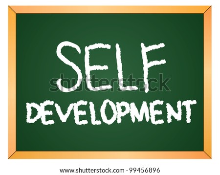 "self development" word written on chalkboard