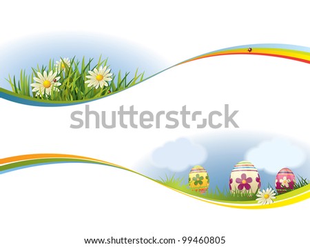 Spring banner with Easter eggs