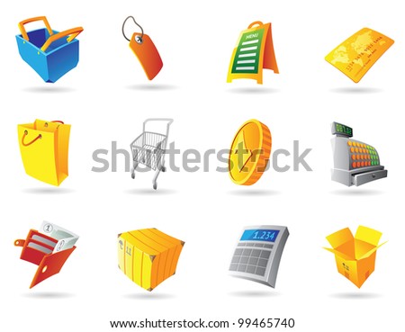 Icons for retail business. Raster version. Vector version is also available.
