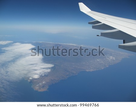 View from the plane on the island of Tenerife, Spain Royalty-Free Stock Photo #99469766
