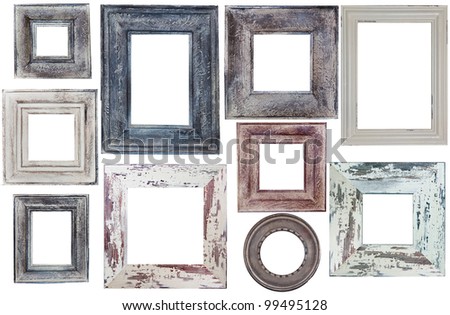 many old frames of rectangular and round