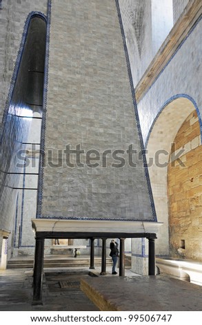 The room which is used for heating of the Mosteiro de Santa Maria de Alcobaca - Portugal