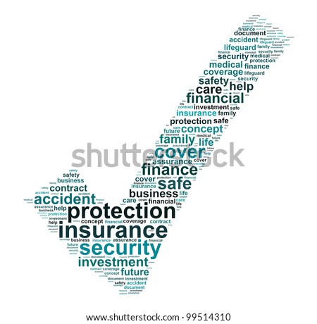 Insurance protection info text graphic and arrangement concept on white background