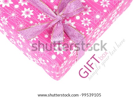 Pink gift box isolated on white background
