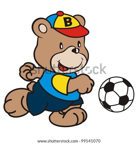 cute bear playing football