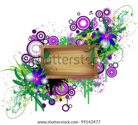 Wooden board with floral
