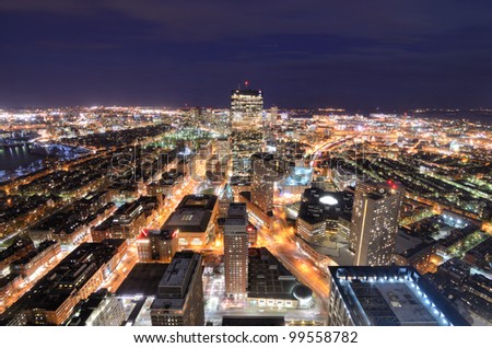 Aerial view of downtown Boston, Massachusetts, USA.