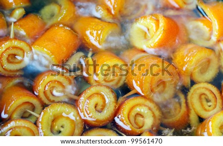 close-up of home made orange peel jam