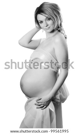 The pregnant woman isolated on white background