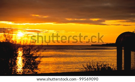 beautiful sunset on a sea, baltic, russia