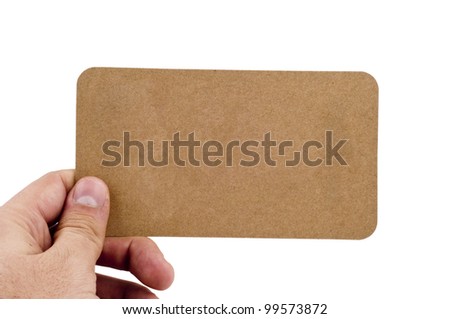 Human Hand Holding Empty Yellow paper Card