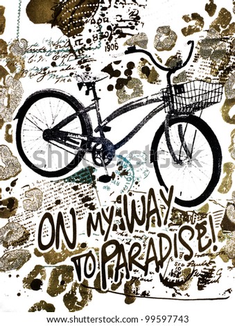 On my way to paradise by bicycle - illustration