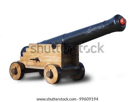 A classic cannon on a white background