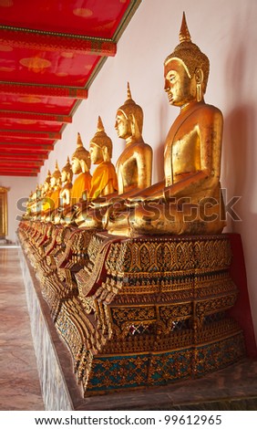 Buddha images in the Wat Pho temple, Bangkok, Thailand
