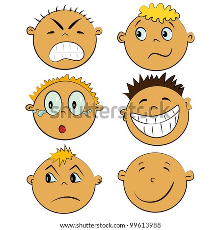 emotion faces set. cartoon children emotions collection