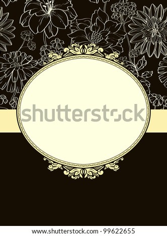 Vintage frame with floral elements in retro style