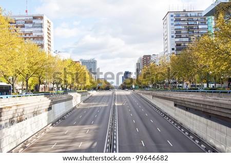 Dual carriageway with six lanes Royalty-Free Stock Photo #99646682